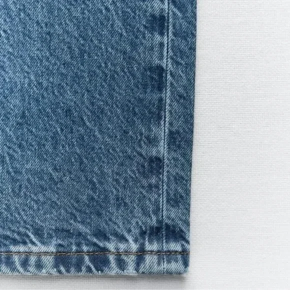 Zara MID WAIST STRAIGHT LEG CUT OUT JEWEL JEANS studded pants denim wide leg - Picture 6 of 11